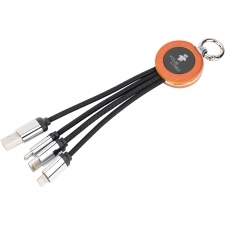Kabel 4w1 z podświetlanym logo w drewnianej obudowie