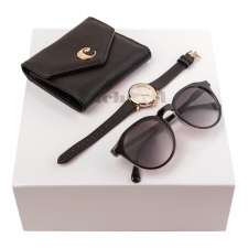Zestaw Cacharel Czarny (torebka damska, zegarek i okulary przeciwsłoneczne)