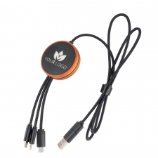 Kabel z ładowarką indukcyjną 4w1 w drewnianej obudowie - i5w