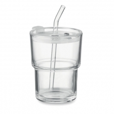 Szklany kubek ze słomką 400ml